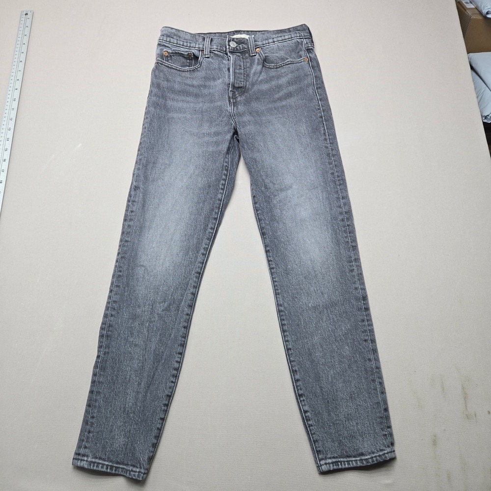 Levis Big E Wedgie Fit Jeans Straight Leg Charcoal Gray Denim Womens Size 27